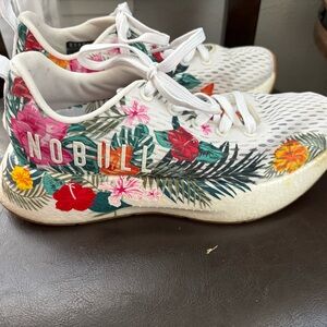NOBULL White Floral Athletic Shoes with Multicolor Tropical Print